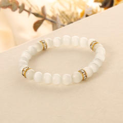 Colorful opal stone stainless steel piece bead bracelet