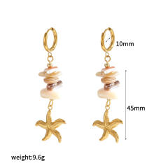 Stainless Steel Earrings Women's Fashion Versatile Irregular Natural Stone starfish shell holiday earrings