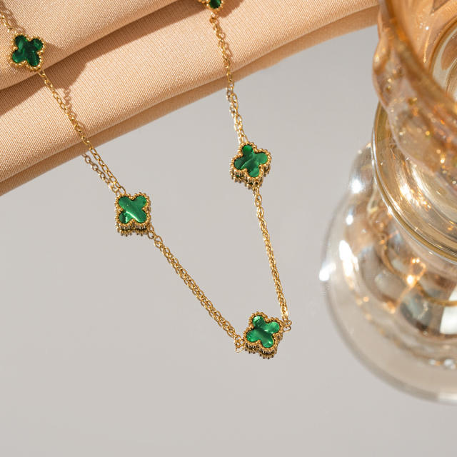 9mm Four-leaf Clover Necklace Women's stainless steel Necklace