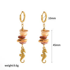 Stainless Steel Earrings Women's Fashion Versatile Irregular Natural Stone starfish shell holiday earrings