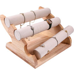 30cm Solid wood three-layer bracelet bangle rack jewelry display stand