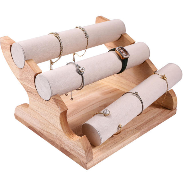 30cm Solid wood three-layer bracelet bangle rack jewelry display stand