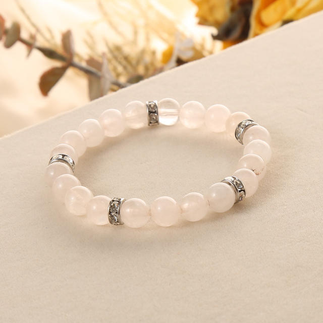 Colorful opal stone stainless steel piece bead bracelet