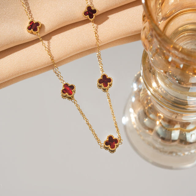 9mm Four-leaf Clover Necklace Women's stainless steel Necklace