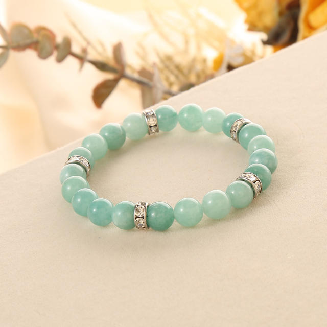 Colorful opal stone stainless steel piece bead bracelet