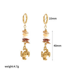 Stainless Steel Earrings Women's Fashion Versatile Irregular Natural Stone starfish shell holiday earrings