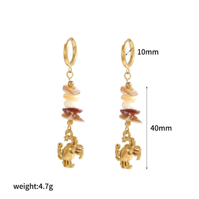 Stainless Steel Earrings Women's Fashion Versatile Irregular Natural Stone starfish shell holiday earrings