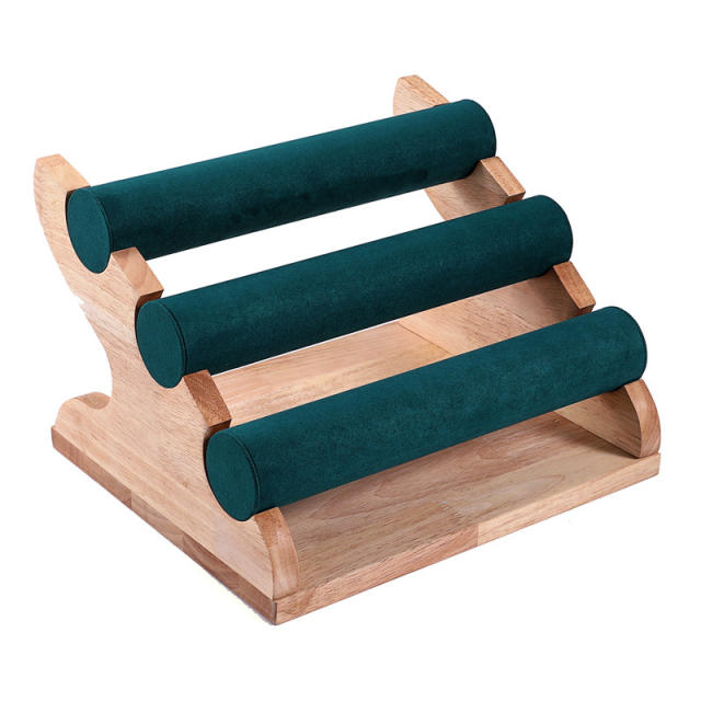 30cm Solid wood three-layer bracelet bangle rack jewelry display stand
