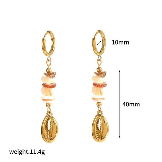 Stainless Steel Earrings Women's Fashion Versatile Irregular Natural Stone starfish shell holiday earrings