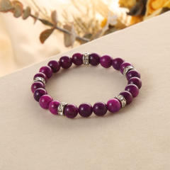 Colorful opal stone stainless steel piece bead bracelet