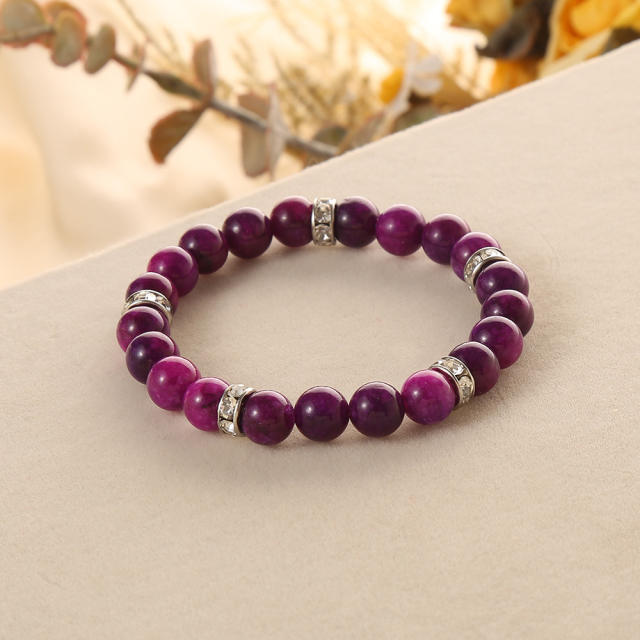 Colorful opal stone stainless steel piece bead bracelet