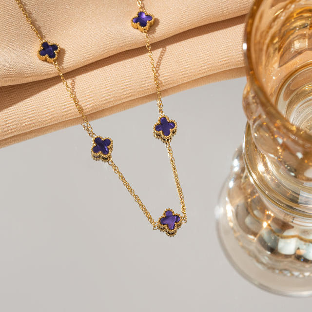 9mm Four-leaf Clover Necklace Women's stainless steel Necklace