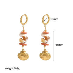 Stainless Steel Earrings Women's Fashion Versatile Irregular Natural Stone starfish shell holiday earrings