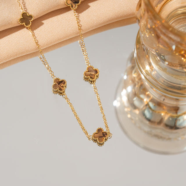 9mm Four-leaf Clover Necklace Women's stainless steel Necklace