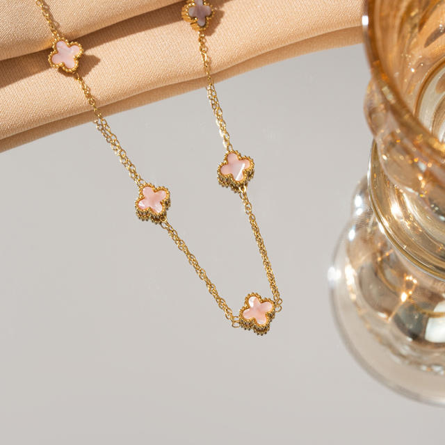 9mm Four-leaf Clover Necklace Women's stainless steel Necklace