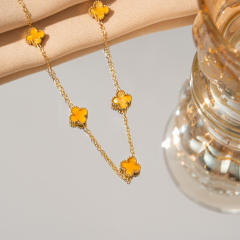 9mm Four-leaf Clover Necklace Women's stainless steel Necklace