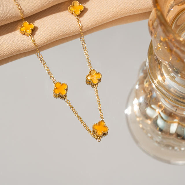 9mm Four-leaf Clover Necklace Women's stainless steel Necklace