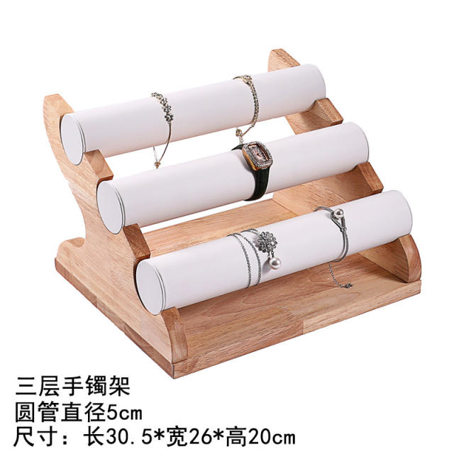 30cm Solid wood three-layer bracelet bangle rack jewelry display stand