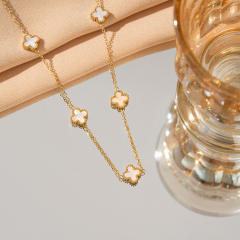 9mm Four-leaf Clover Necklace Women's stainless steel Necklace
