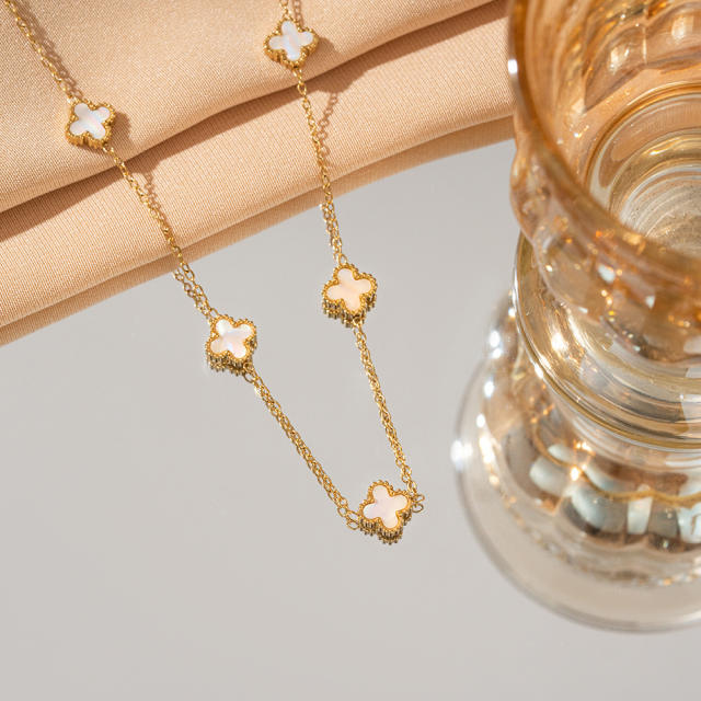 9mm Four-leaf Clover Necklace Women's stainless steel Necklace