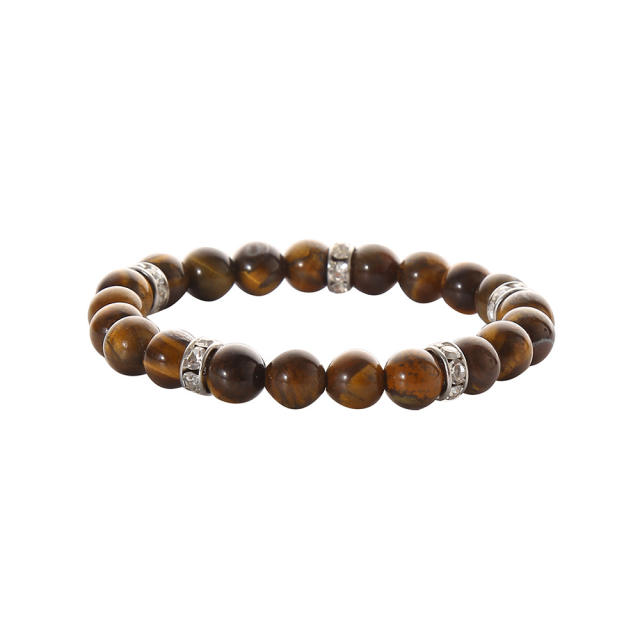 Colorful opal stone stainless steel piece bead bracelet