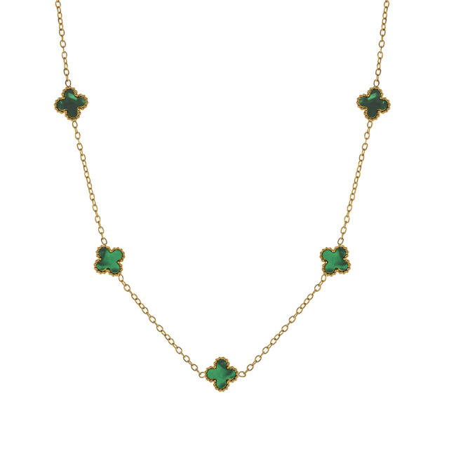 9mm Four-leaf Clover Necklace Women's stainless steel Necklace