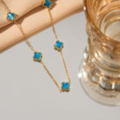 9mm Four-leaf Clover Necklace Women's stainless steel Necklace