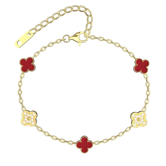 9MM Four-leaf Flower clover stainless steel Bracelet double side diamond color clover bracelet