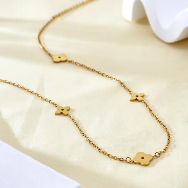 Classic clover dainty easy match stainless steel necklace