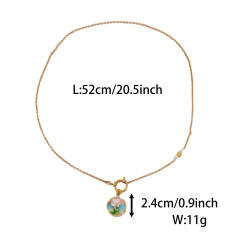 Enamel Tulip Geometric pendant Simple Elegant Necklace stainless steel necklace