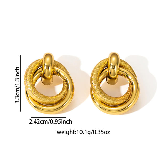 Personality creative circle stainless steel earrings