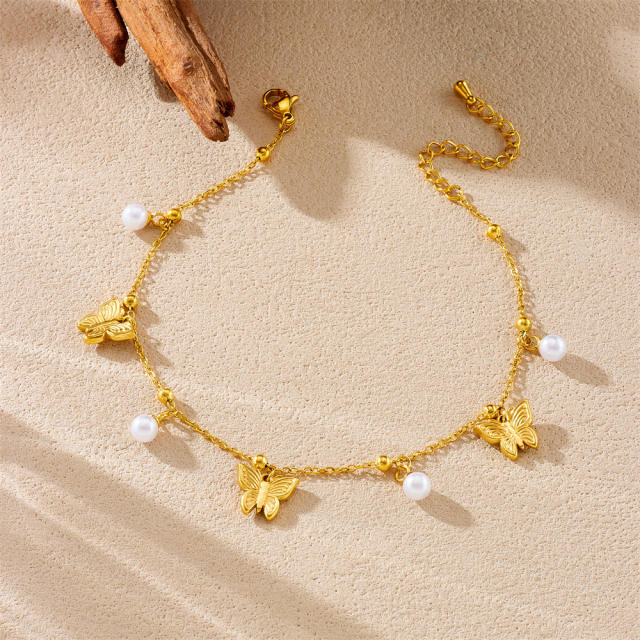 Fashion Versatile Beach Style Simple Compact Marine Life charm Stainless Steel anklet