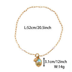 Enamel Tulip Geometric pendant Simple Elegant Necklace stainless steel necklace