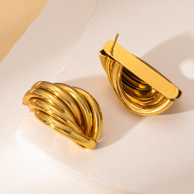 304 Stainless steel geometric line earrings for women big earrings
