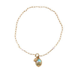 Enamel Tulip Geometric pendant Simple Elegant Necklace stainless steel necklace
