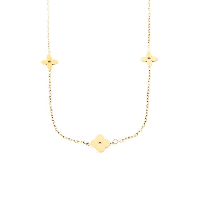 Classic clover dainty easy match stainless steel necklace