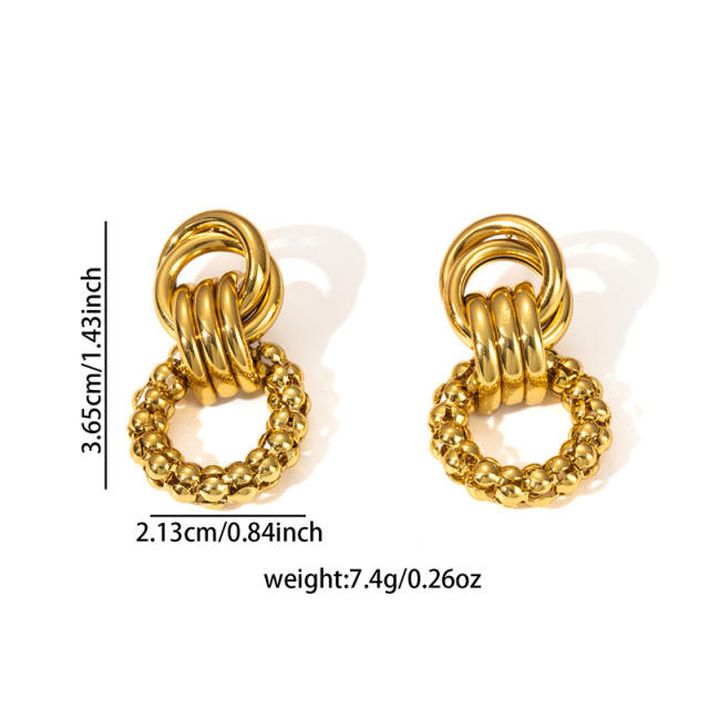 304 stainless steel double circle geometric stainless steel earrings