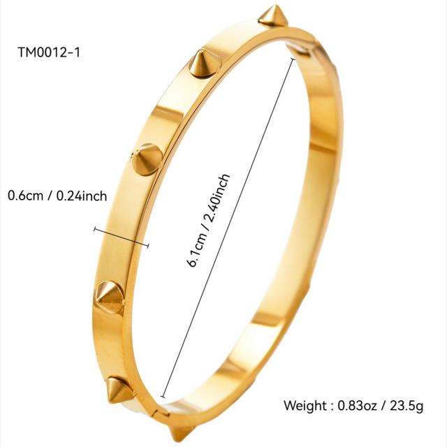 18KG color enamel rivet unique stainless steel bangle bracelet