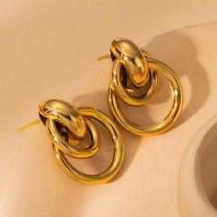 18KG no fading stainless steel circle shape earrings