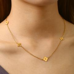 Classic clover dainty easy match stainless steel necklace
