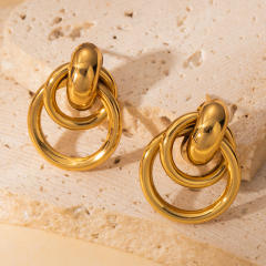 18KG no fading stainless steel circle shape earrings