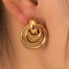 18KG no fading stainless steel circle shape earrings