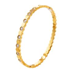 18KG easy match gold color diamond stainless steel bangle bracelet