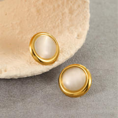Elegant colorful opal stone statement heart shape oval shape stainless steel earrings rings suit