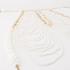 Handmade pearl bead chain body chain choker necklace