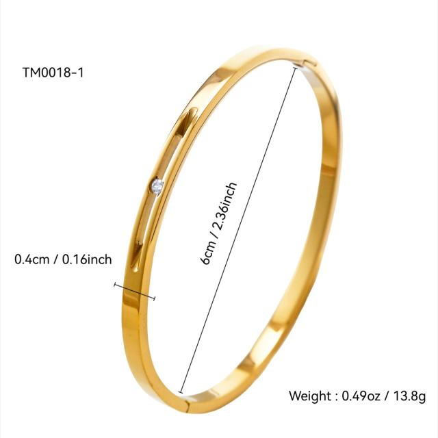 Special diamond nail inlaid cubic zircon easy match stainless steel bangle