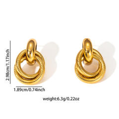 18KG geometric circle stainless steel earrings
