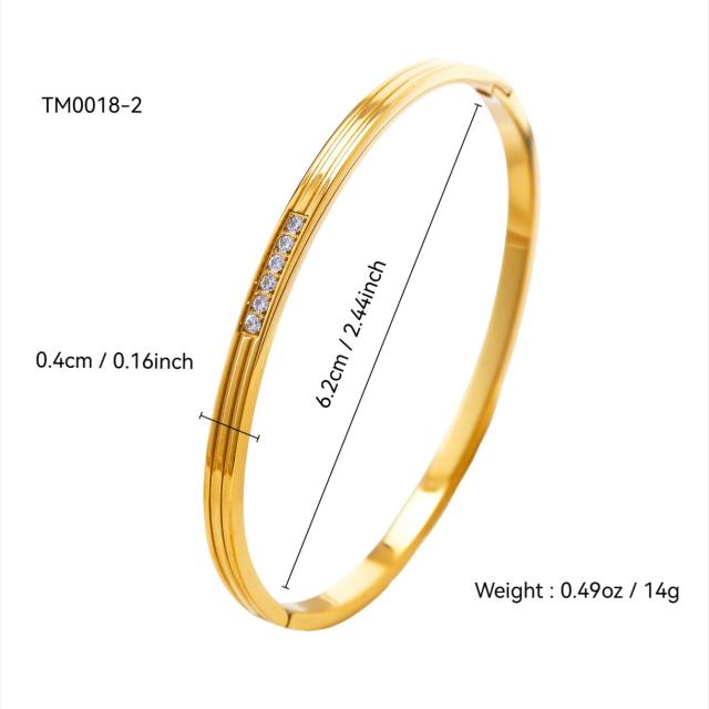 Special diamond nail inlaid cubic zircon easy match stainless steel bangle