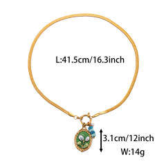 Enamel Tulip Geometric pendant Simple Elegant Necklace stainless steel necklace