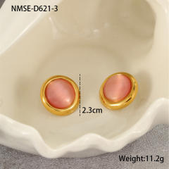Elegant colorful opal stone statement heart shape oval shape stainless steel earrings rings suit